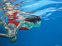 10cm x 7.5cm Swimmer dissolving von Brigitte Yoshiko Pruchnow