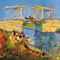 65cm x 65cm Die Brücke bei Langlois in Arles von Vincent Van Gogh