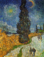 70cm x 90cm Landstrasse mit Zypresse und Ste von Vincent Van Gogh