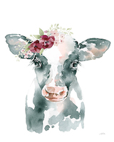 80cm x 100cm Floral Cow von Katrina Pete