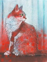 75cm x 100cm Red Cat von Loes Botman