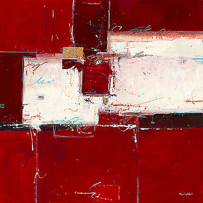 100cm x 100cm Red I von Ron van der Werf