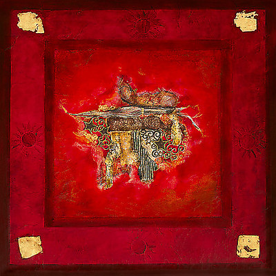 100cm x 100cm Rouge baiser von Lyne Perinciolo Duluc