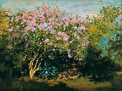 80cm x 60cm Blühender Flieder in der Sonne von Claude Monet