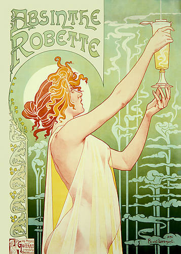 100cm x 140cm Absinthe Robette von Privat Livemont