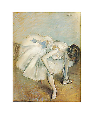 24cm x 30cm Danseuse nouant son brodequin von Edgar Degas