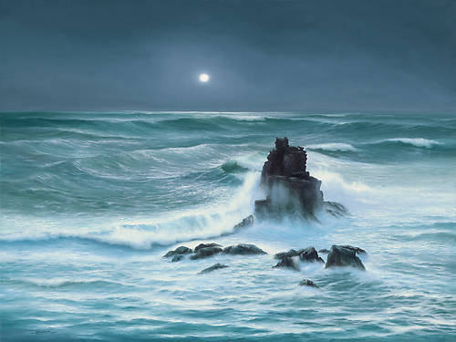 100cm x 75cm Amoured Knight Rock Lands End Cornwall von John F Sim