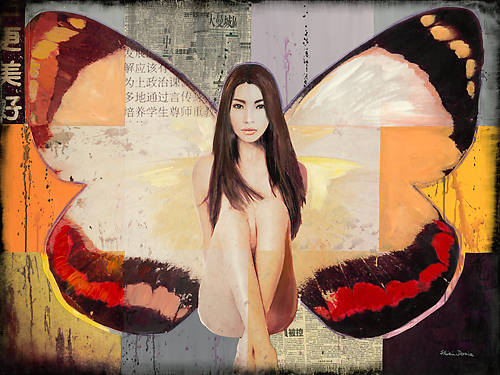 100cm x 75cm Butterfly I von Shirin Donia