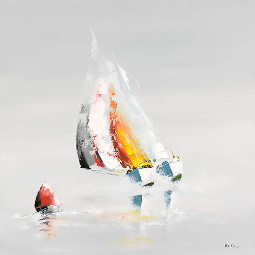 100cm x 100cm La bouée rouge von Gérard de Courcy