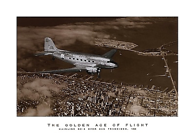 70cm x 50cm Mainline DC-3 over San Francisco von BOURKE-WHITE