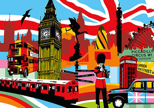 100cm x 70cm London von Lobo