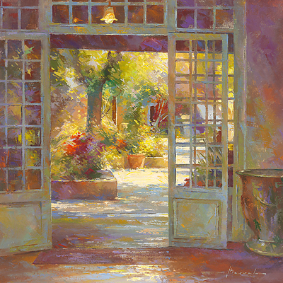 30cm x 30cm Au jardin des antiquaires von Johan Messely