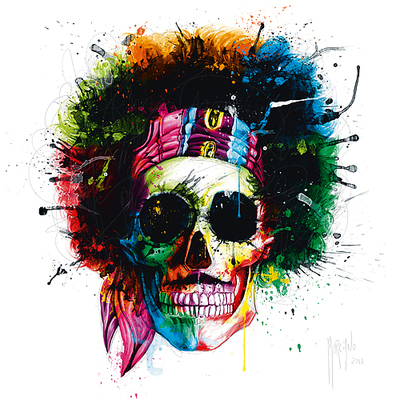 30cm x 30cm Woodstock Skull von Patrice Murciano