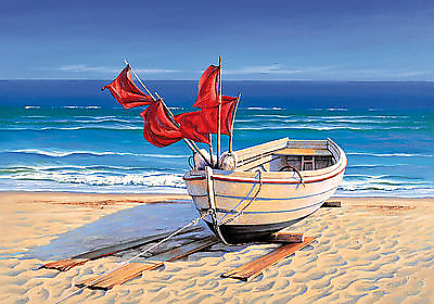 80cm x 60cm Small fishing boat von SCHNEIDER,SIGUR