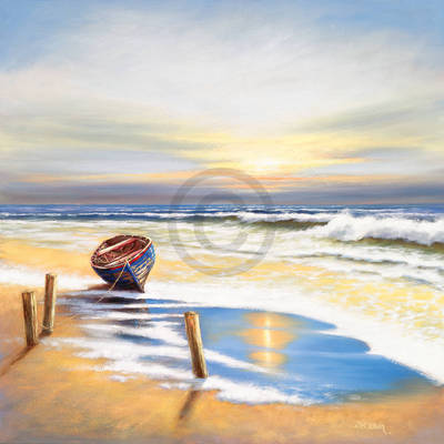 70cm x 70cm Boat on the shore                von Eric Erwin