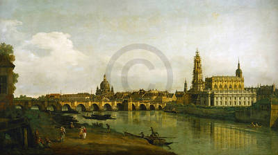 Array Dresden, Blick vom Elbe-Ufer... von Canaletto