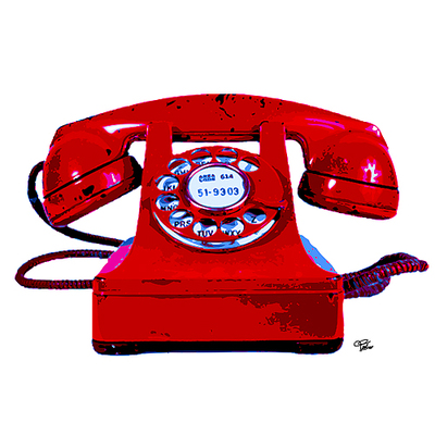 100cm x 100cm Red Phone von Morgan Paslier