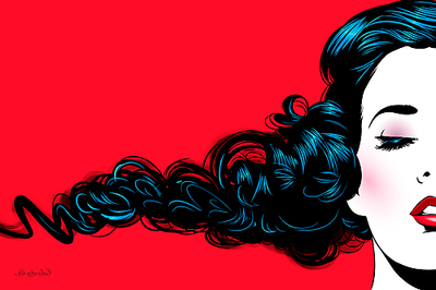 Array Black Curl on red von Thierry Beaudenon