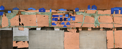 100cm x 40cm Blue Settlement von Rose Richter-Armgart