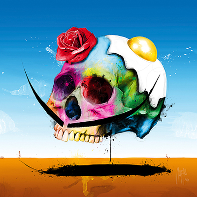 70cm x 70cm Surreal Skull von Patrice Murciano