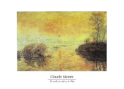 70cm x 50cm Le coucher du soleil la Seine von Claude Monet