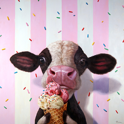 30cm x 30cm Mooo-Licious von Lucia Heffernan