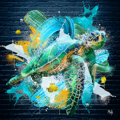 70cm x 70cm Tortue Pop von Moki