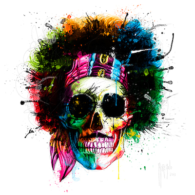 70cm x 70cm Woodstock Skull von Patrice Murciano