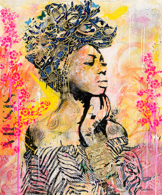 40cm x 50cm African summer queen: Julie  von Nick Twaalfhoven