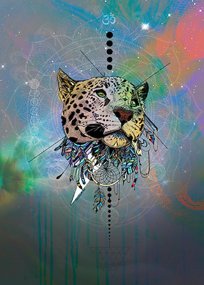 71.4cm x 100cm Cosmic Leopard von Karin Roberts