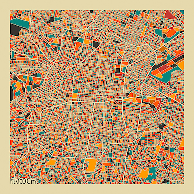 100cm x 100cm Mexico City von Jazzberry Blue