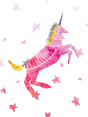 75cm x 100cm Dancing Unicorn von Crystal Smith