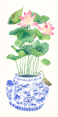 Array Blue Porcelain Lotus von Gabby Malpas