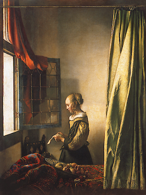 Array Briefleserin am offenen Fenster von Jan Vermeer van Delft