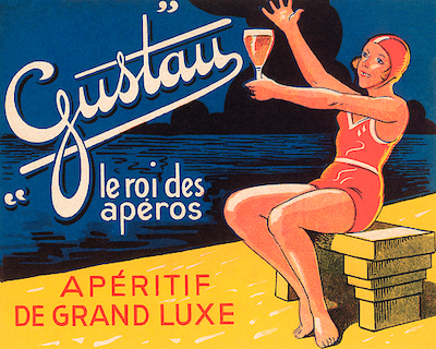 100cm x 80cm Gustau Aperetif von Vintage Booze Labels