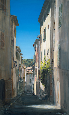 60cm x 100cm Rue du village de Biot von Pascal Pontoire