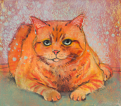 80cm x 70cm Cat lying down von Loes Botman