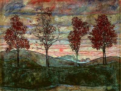 Array Vier Bäume von Egon Schiele