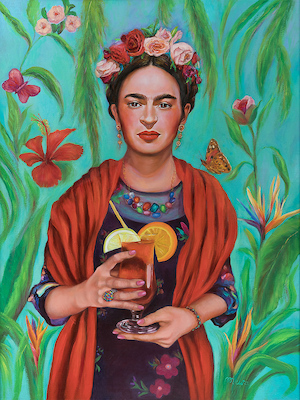 75cm x 100cm Frida with Tequila Sunrise von Mirka Machel