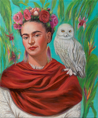 83cm x 100cm Frida mit Eule von Mirka Machel