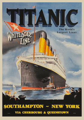 70cm x 100cm Titanic. White Star Line von Anonymous