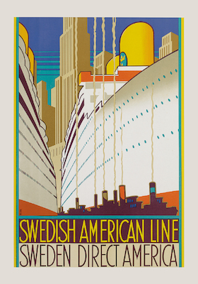 Array Swedish American Line von Monogrammiert HR