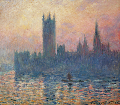 Array Das Parlament in London bei Sonnenuntergang von Claude Monet