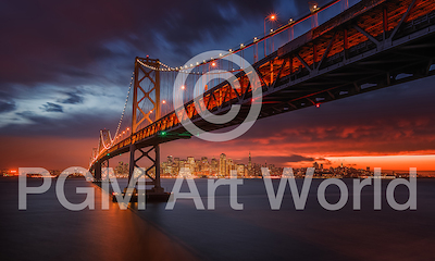 100cm x 60cm Fire over San Francisco von Toby Harriman