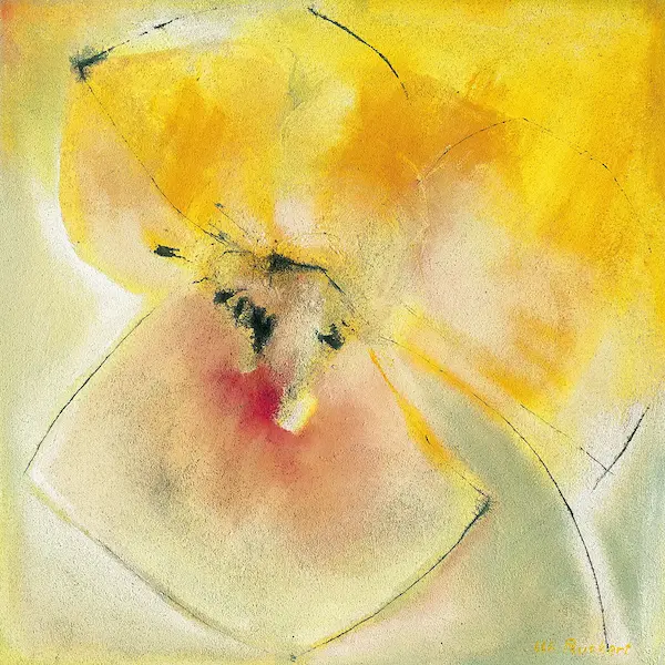 50cm x 50cm Yellow Bloom von Marta Peuckert