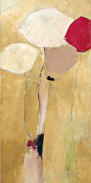 50cm x 100cm White Flowers with Red 2 von Anne L. Strunk