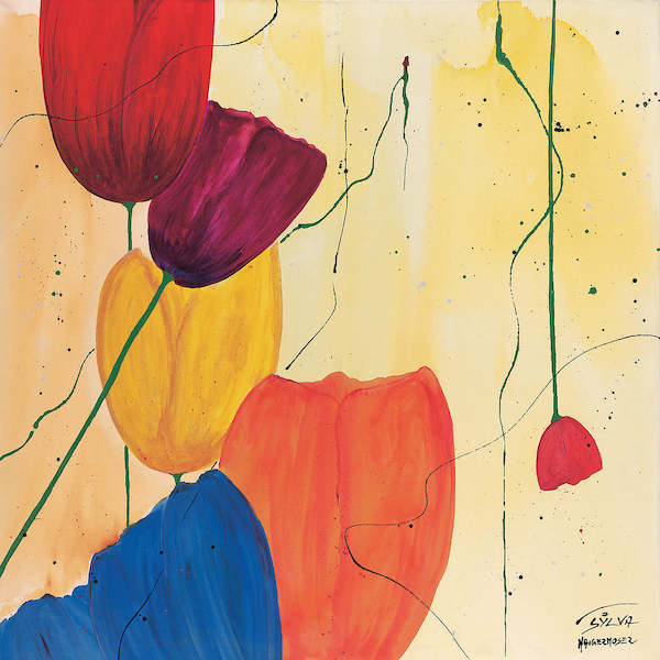 98cm x 98cm Tulpen von Sylvia Haigermoser