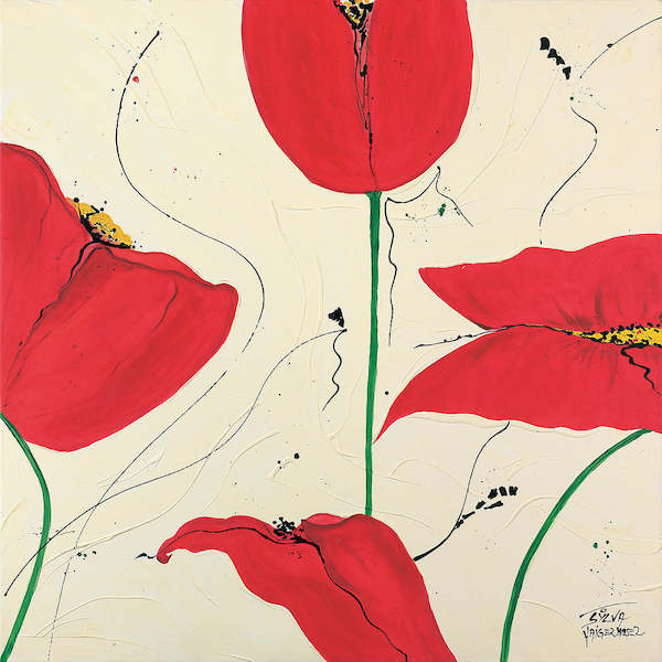 98cm x 98cm Mohn von Sylvia Haigermoser