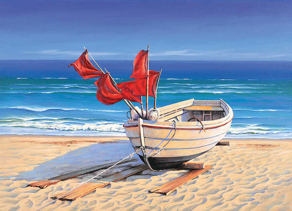 150cm x 105cm Small fishing boat von Sigurd Schneider