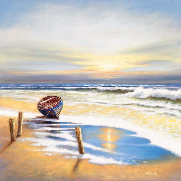 70cm x 70cm Boat on the shore von Eric Erwin